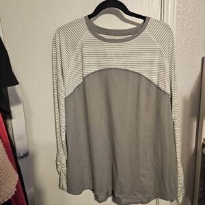 Avia Gray and White Striped Top
